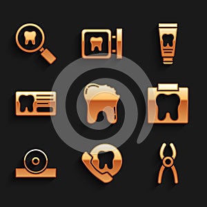 Set Broken tooth, Online dental care, Dental pliers, X-ray of, Otolaryngological head reflector, card, Tube toothpaste