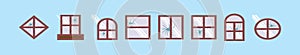 Set of broken window cartoon icon design template with various models. vector illustration isolated on blue background