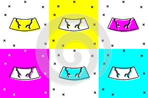 Set Broken windshield cracked glass icon isolated on color background. Vector