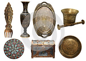 Set of bronze antique items