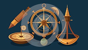 A set of bronze navigational tools used by philosophers to chart their course across the seas in search of new knowledge