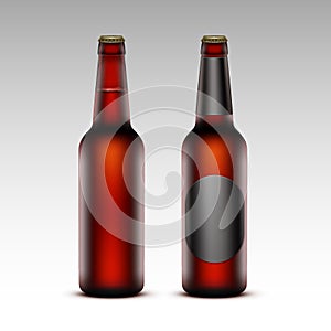 Set of Brown Bottles Red Beer with without labels