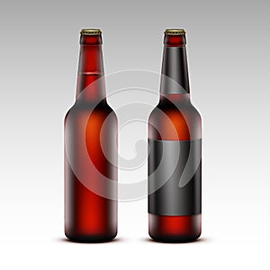 Set of Brown Bottles Red Beer with without labels