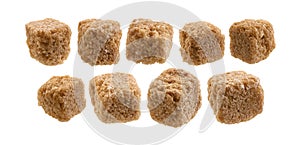 A set of brown cane sugar. Isolated on a white background