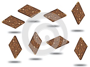 A set of brown chocolate paste with nuts