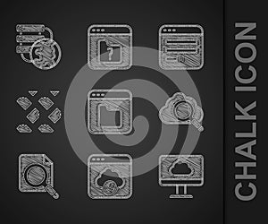 Set Browser files, Cloud technology data transfer, Search cloud computing, concept with folder, Data stream, window and