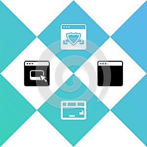 Set Browser files, Keyboard, with shield and window icon. Vector