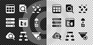 Set Browser files, Search concept with folder, Data stream, cloud computing, Hierarchy organogram chart, Filter setting