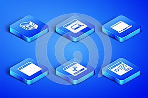 Set Browser setting, Computer, Loading data window, files and Laptop icon. Vector