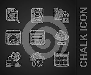 Set Browser window, Cloud technology data transfer, files, computing lock, Network cloud connection, Failed access
