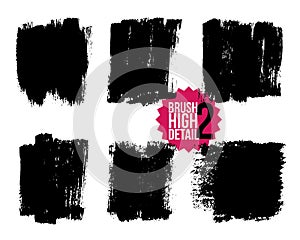 Set of brush high detail. Paint brush stroke medium background. Vector illustration. Isolated on white background. collection 2