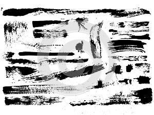 Set of brush strokes, stains, splashes, vector photo