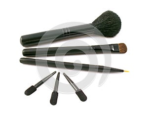 Set of brushes and applicators for make-up photo