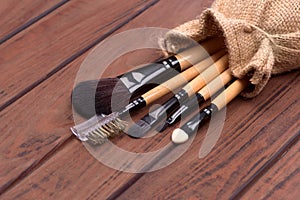 Set of brushes for makeup scattered chaotically