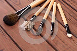 Set of brushes for makeup scattered chaotically