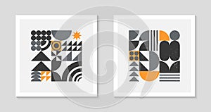 Set of bstract bauhaus geometric pattern backgrounds