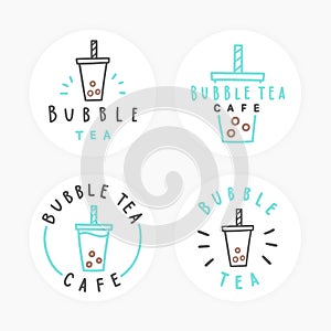 Set of bubble tea badges.