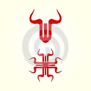 Set of buffalo horns vector illustration