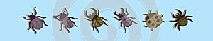 Set of bugs cartoon icon design template with various models. vector illustration isolated on blue background