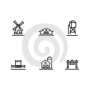 Set of Building farm simple line icon vector design