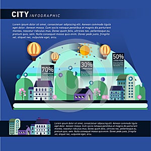 Set of buildings in flat design photo