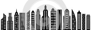 Set buildings icons, city skyscraper, real estate, town house, urban architecture icons - vector