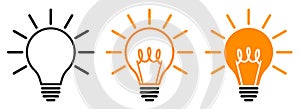 Set bulb icon, idea concept, creative bulb sign, innovations – vector