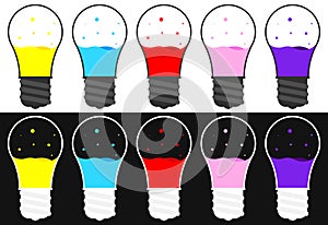 Set bulb icons design template, collection lava lamp E27, vector illustration