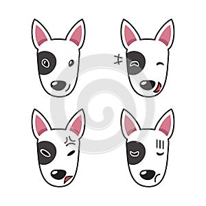 Set of bull terrier dog faces showing different emotions