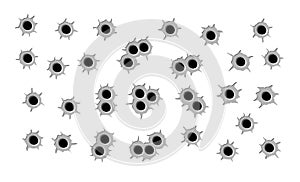 Set of bullet holes, black and grey color