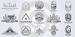 Set bundle cabin logo vector illustration design, line art style