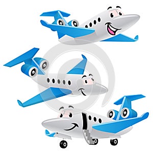 Set bundle cartoon of private jet plane character