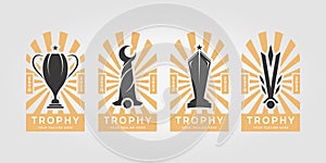 set bundle emblem trophy logo icon vector design illustration