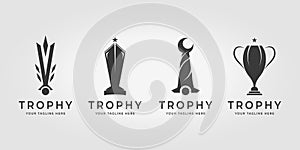 set bundle simple trophy logo icon vector design illustration