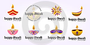 set bundling diwali logo icon vector illustration design. religious traditions of Hinduism and Buddhism