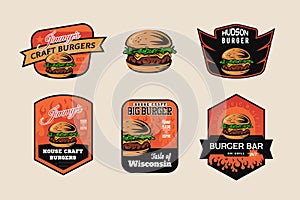 Set of burger shop logo, emblems and badges.