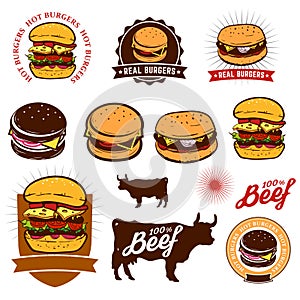 Set of the burgers labels.