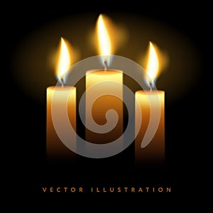 Set of burning candles, vector illustration