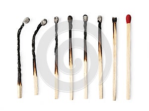 Set of burnt match