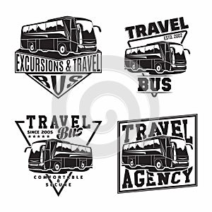 Set of Bus travel company logo designs