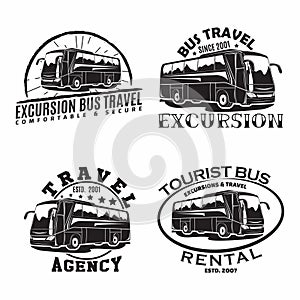 Set of Bus travel company logo designs