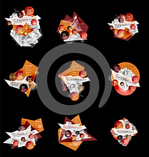 Set of business abstract triangular infographics