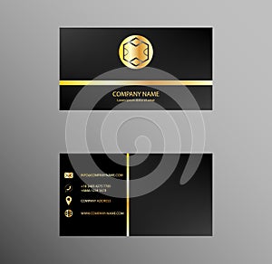 Set of Business Card Design, Golden Black color, Elegant Design, Contact card for company, Infographic. Abstract Modern Geometric