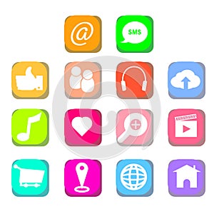 Set of Business Card icons. Name, phone, mobile, location, place, mail, fax web Contact us information communication