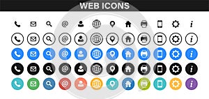 Set of Business Card icons. Name, phone, mobile, location, place, mail, fax, web. Contact us, information, communication. Vector