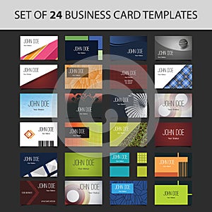 Set of 24 Business Card Templates - Colorful Backgrounds and Designs