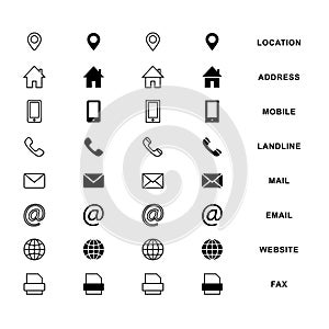 set of business card vector icons