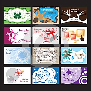 Set of business cards on different topics