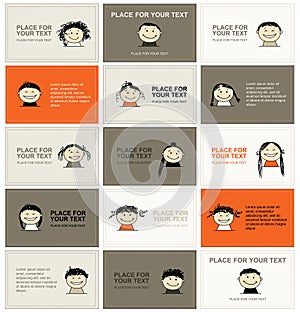 Set of business cards with faces for your design