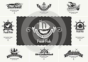 Set of business cards for seafood restaurants